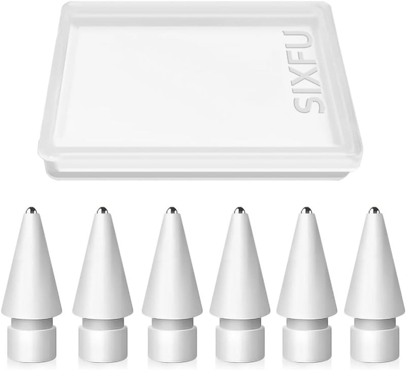 SIXFU 6 PCS Replacement Pencil Tips for Apple Pencil, Durable iPencil Tip Nibs Accessories for iPad Pro/Apple Pencil Pro/USB-C/ 1st Gen/ 2nd Generation (Fine Point) - Image 1